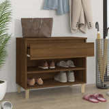 Shoe Cabinet Brown Oak 70x36x60 cm Engineered Wood - Side View