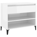 Shoe Cabinet High Gloss White 70x36x60 cm Engineered Wood - Front View