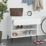 Shoe Cabinet High Gloss White 70x36x60 cm Engineered Wood - Side View