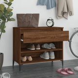 Shoe Cabinet Smoked Oak 70x36x60 cm Engineered Wood - Side View