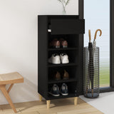 Shoe Cabinet Black 40x36x105 cm Engineered Wood - Rear View