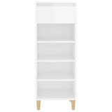 Shoe Cabinet High Gloss White 40x36x105 cm Engineered Wood - Side View