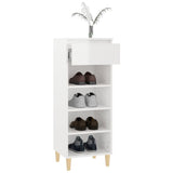 Shoe Cabinet High Gloss White 40x36x105 cm Engineered Wood - Close-Up Angle