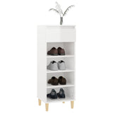 Shoe Cabinet High Gloss White 40x36x105 cm Engineered Wood - Low Angle