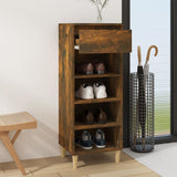 Shoe Cabinet Smoked Oak 40x36x105 cm Engineered Wood - Rear View