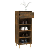 Shoe Cabinet Smoked Oak 40x36x105 cm Engineered Wood - Close-Up Angle