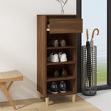 Shoe Cabinet Brown Oak 40x36x105 cm Engineered Wood - Rear View
