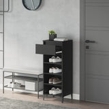Shoe Rack Black 40x36x105 cm Engineered Wood - Side View