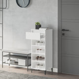 Shoe Rack High Gloss White 40x36x105 cm Engineered Wood - Side View