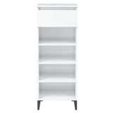 Shoe Rack High Gloss White 40x36x105 cm Engineered Wood - 45-Degree Angle