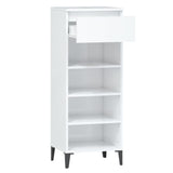 Shoe Rack High Gloss White 40x36x105 cm Engineered Wood - Rear View