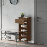 Shoe Rack Brown Oak 40x36x105 cm Engineered Wood - Side View