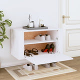 Wall-mounted Shoe Cabinet White 70x35x38 cm Engineered Wood - Side View