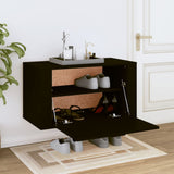 Wall-mounted Shoe Cabinet Black 70x35x38 cm Engineered Wood - Side View