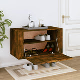 Wall-mounted Shoe Cabinet Smoked Oak 70x35x38 cm Solid Wood Pine - Side View
