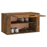 Wall-mounted Shoe Cabinet Smoked Oak 70x35x38 cm Solid Wood Pine - Top-Down View