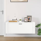 Wall Shoe Cabinet White 100x35x38 cm Engineered Wood - Side View