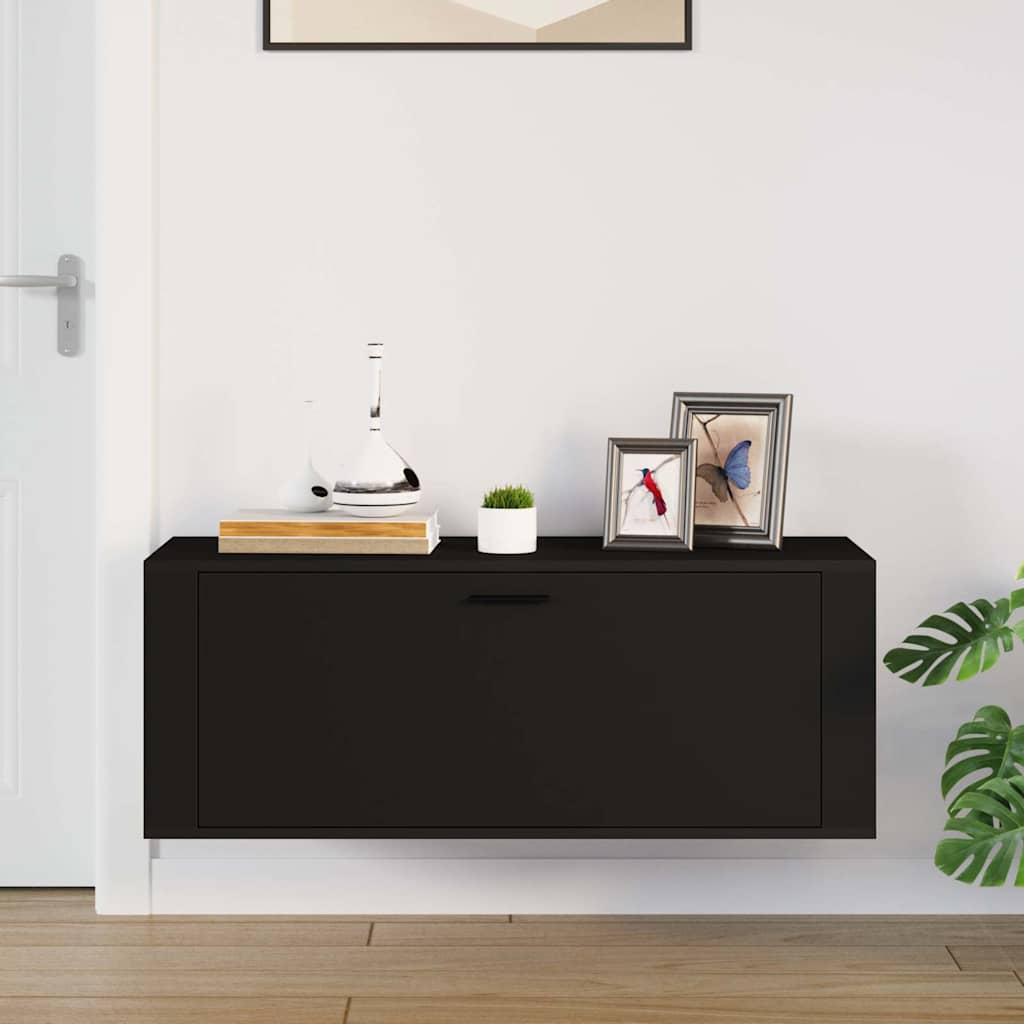 Wall Shoe Cabinet Black 100x35x38 cm Engineered Wood