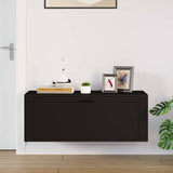 Wall Shoe Cabinet Black 100x35x38 cm Engineered Wood - Side View