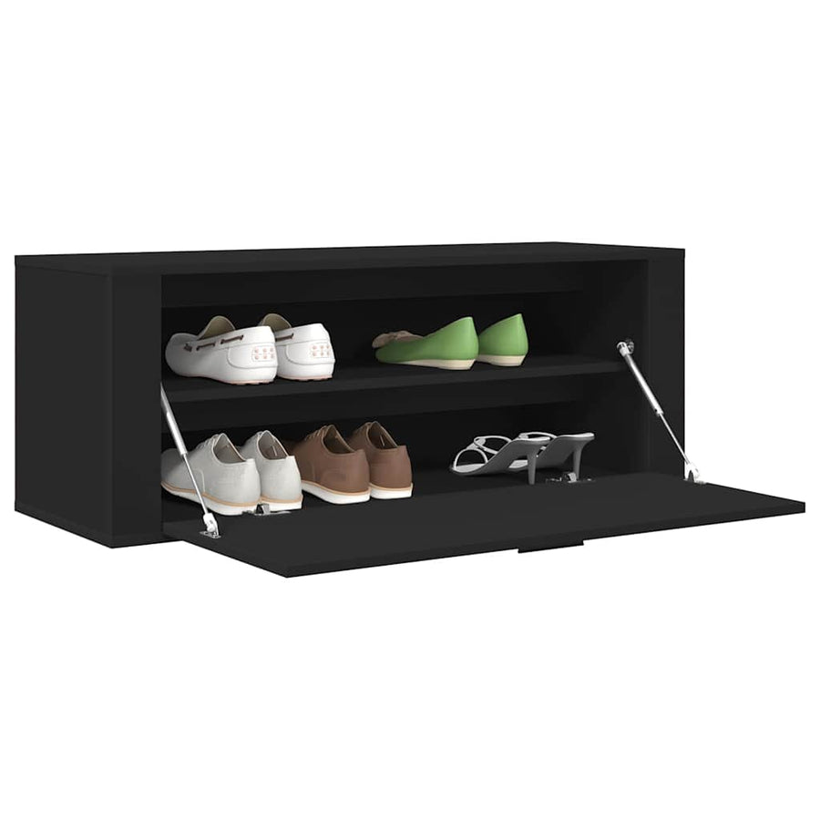 Wall Shoe Cabinet Black 100x35x38 cm Engineered Wood