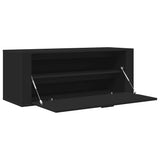 Wall Shoe Cabinet Black 100x35x38 cm Engineered Wood - Rear View