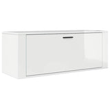 Wall Shoe Cabinet High Gloss White 100x35x38 cm Engineered Wood - Front View