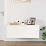 Wall Shoe Cabinet High Gloss White 100x35x38 cm Engineered Wood - Side View