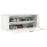 Wall Shoe Cabinet High Gloss White 100x35x38 cm Engineered Wood - Top-Down View