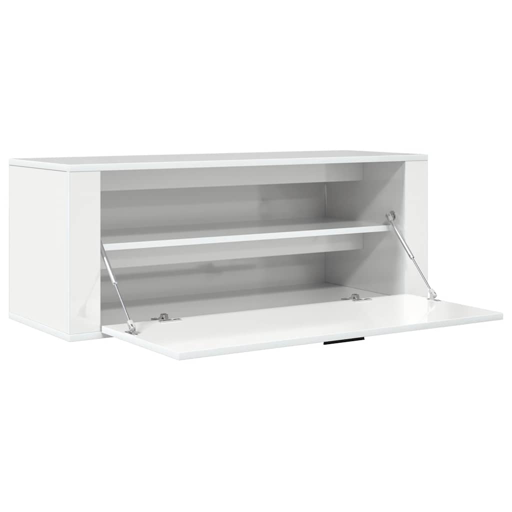 Wall Shoe Cabinet High Gloss White 100x35x38 cm Engineered Wood