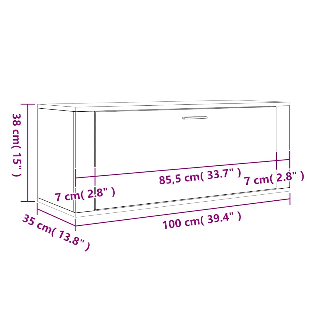 Wall Shoe Cabinet High Gloss White 100x35x38 cm Engineered Wood