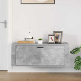 Wall Shoe Cabinet Concrete Grey 100x35x38 cm Engineered Wood - Side View
