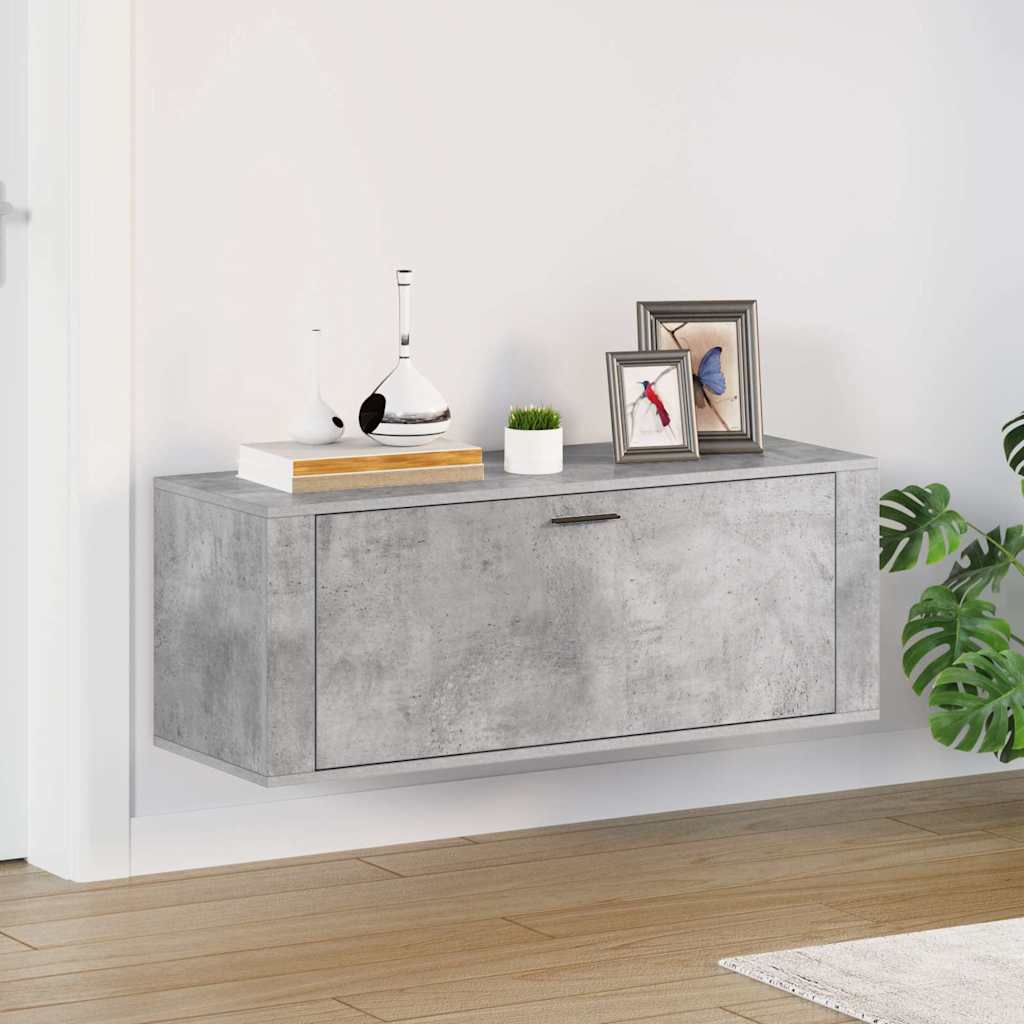 Wall Shoe Cabinet Concrete Grey 100x35x38 cm Engineered Wood
