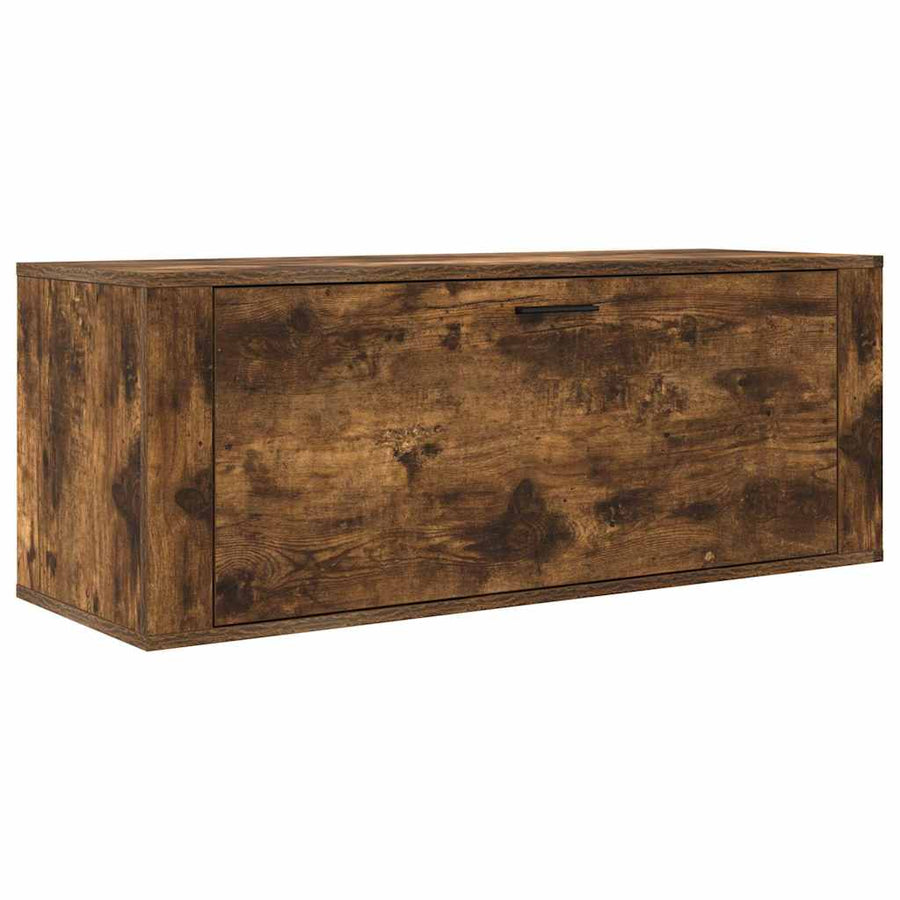 Wall Shoe Cabinet Smoked Oak 100x35x38 cm Engineered Wood