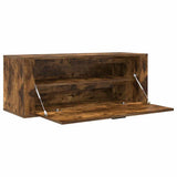 Wall Shoe Cabinet Smoked Oak 100x35x38 cm Engineered Wood - Rear View