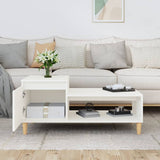 Coffee Table White 100x50x45 cm Engineered Wood - Side View