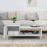 Coffee Table High Gloss White 100x50x45 cm Engineered Wood - Side View