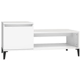 Coffee Table White 100x50x45 cm Engineered Wood - Front View