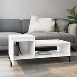 Coffee Table White 100x50x45 cm Engineered Wood - Side View