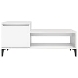 Coffee Table White 100x50x45 cm Engineered Wood - 45-Degree Angle