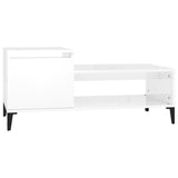 Coffee Table High Gloss White 100x50x45 cm Engineered Wood - Front View