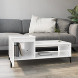 Coffee Table High Gloss White 100x50x45 cm Engineered Wood - Side View