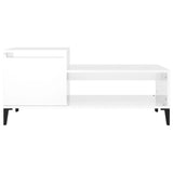 Coffee Table High Gloss White 100x50x45 cm Engineered Wood - 45-Degree Angle