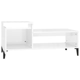 Coffee Table High Gloss White 100x50x45 cm Engineered Wood - Rear View