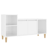 TV Cabinet High Gloss White 100x35x55 cm Engineered Wood - Front View