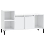 TV Cabinet High Gloss White 100x35x55 cm Engineered Wood - Front View