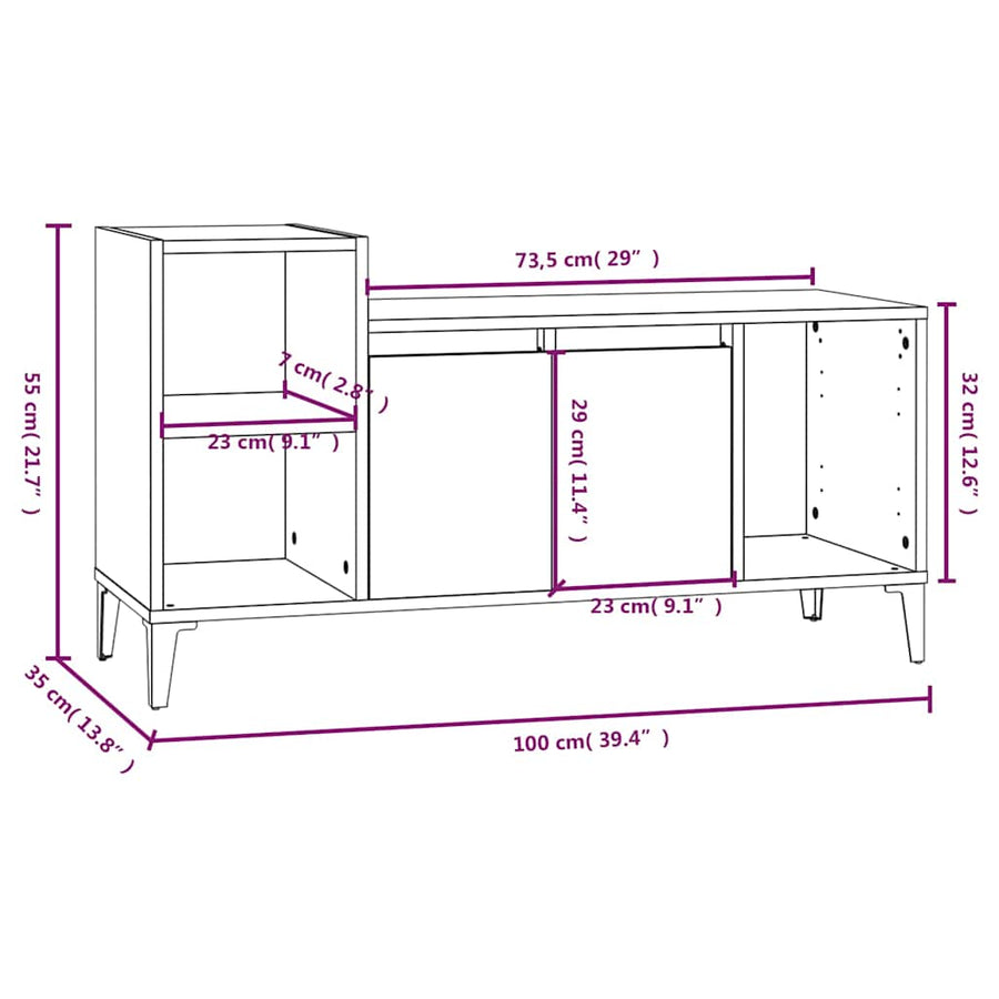 TV Cabinet High Gloss White 100x35x55 cm Engineered Wood
