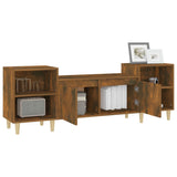 TV Cabinet Smoked Oak 160x35x55 cm Engineered Wood - 45-Degree Angle