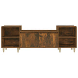 TV Cabinet Smoked Oak 160x35x55 cm Engineered Wood - Rear View