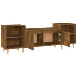 TV Cabinet Smoked Oak 160x35x55 cm Engineered Wood - Close-Up Angle