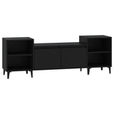 TV Cabinet Black 160x35x55 cm Engineered Wood - Front View